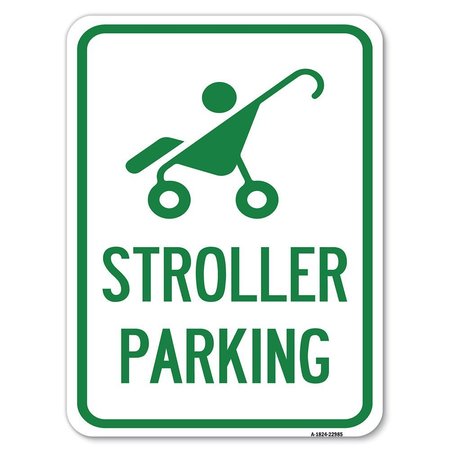 SIGNMISSION Reserved Stroller Parking W/ Graphic Heavy-Gauge Alum Rust Proof Parking, 18" x 24", A-1824-22985 A-1824-22985